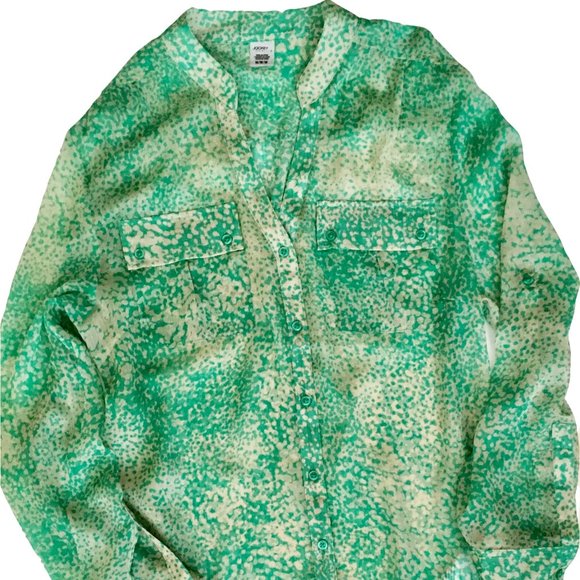 Green & Beige Blouse (Size: Medium) - Picture 2 of 2